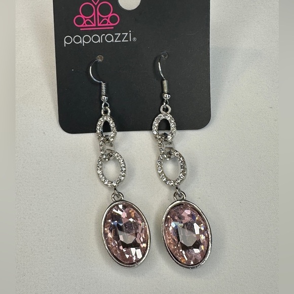 Elegant Silver and Pink Dangle Earrings - Picture 5 of 6